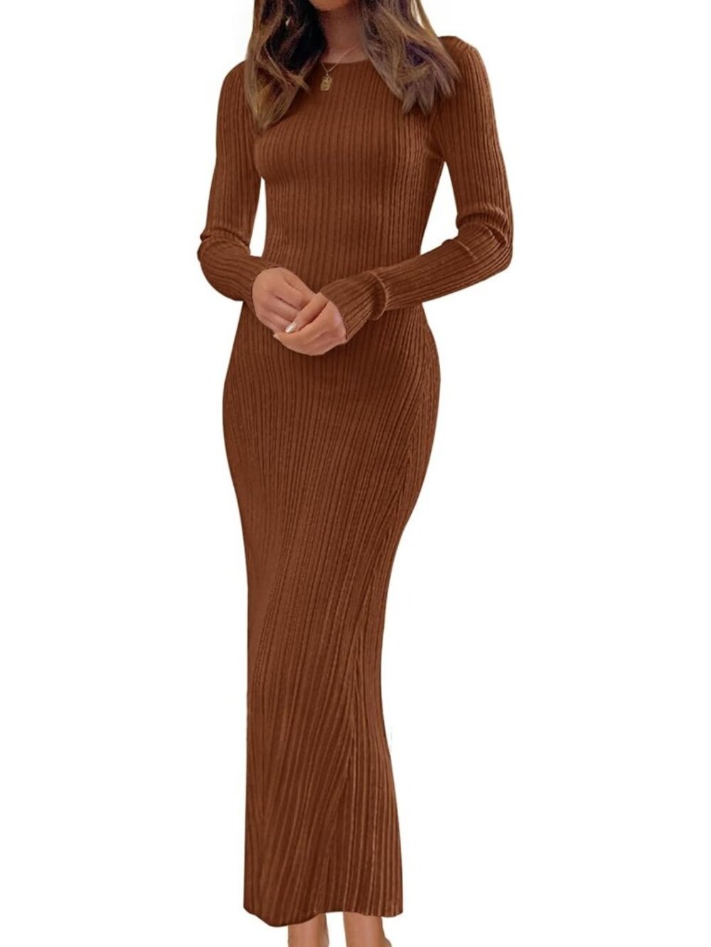 Chic Women's Long Sleeve Bodycon Maxi Sweater Dress for Fall & Winter Fashion